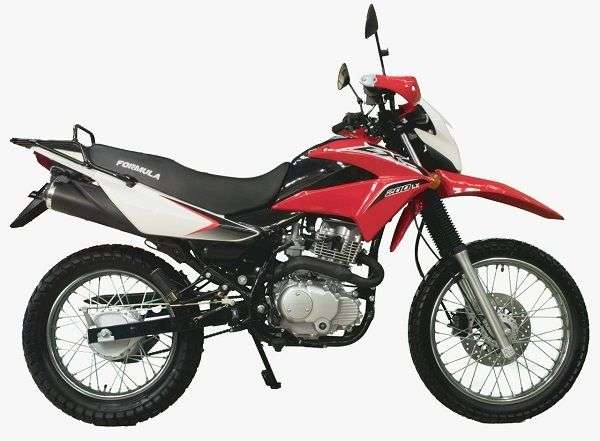 Red and white dirt motorcycle on a white background
